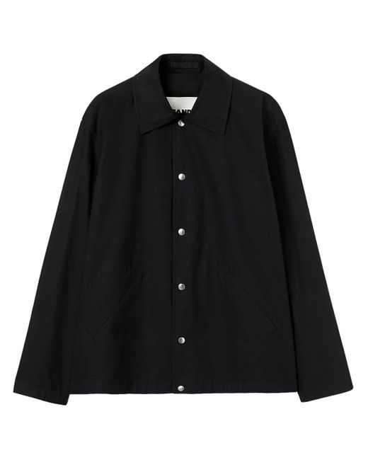 Jil Sander Black Logo-Print Cotton-Poplin Shirt Jacket for men