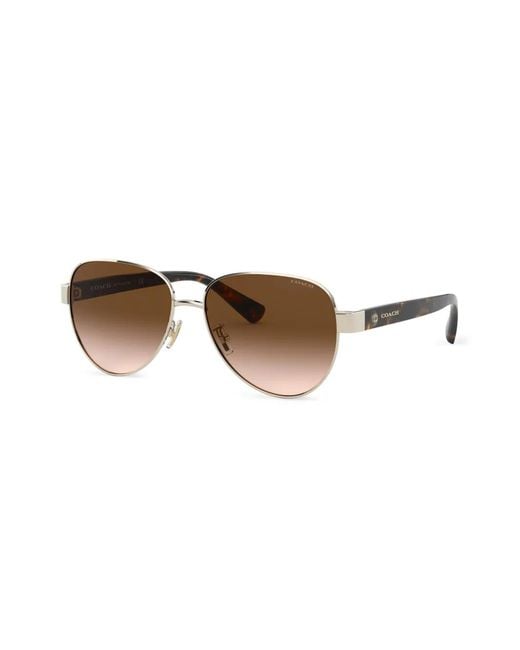 COACH Brown Tortoiseshell Pilot-Frame Sunglasses