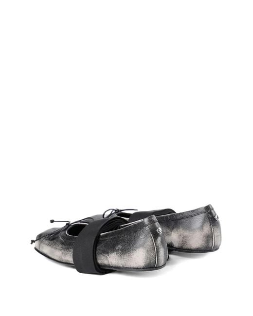 Ann Demeulemeester リボンディテール フラットシューズ Gray
