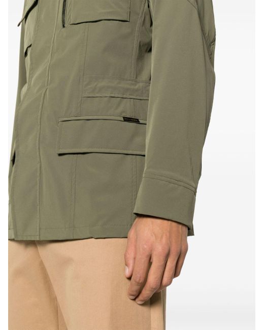 Moorer Stehkragen-Jacke mit verdeckter Kapuze in Green für Herren