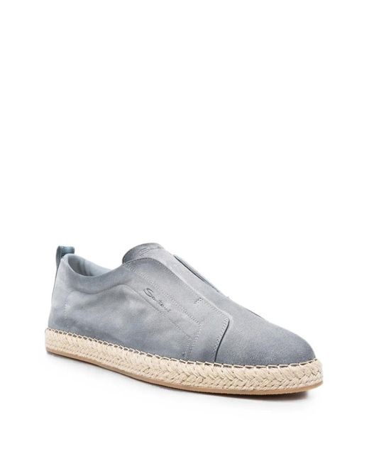 Santoni White Suede Espadrilles for men
