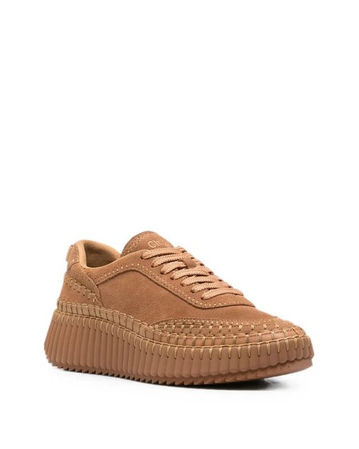 Chloé Brown Baskets Nama En Daim