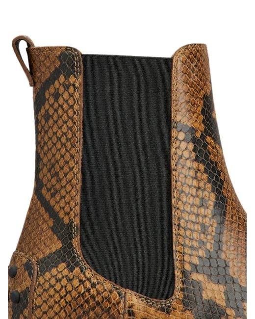 Tod's Brown Snake-Effect Leather Ankle Boots