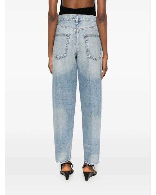 Agolde Blue Faded Pressed-Crease Jeans