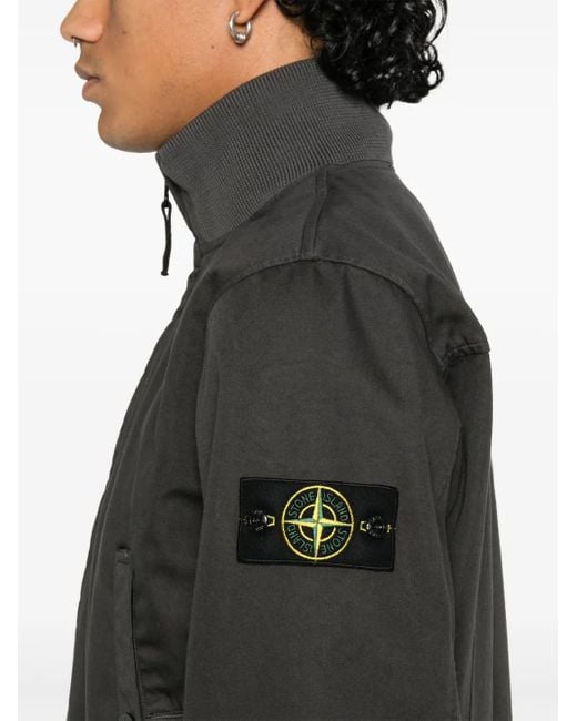 Stone Island Black Raso Gommato Jacket for men