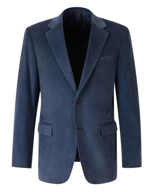 Canali Blue Corduroy Two-Button Blazer for men