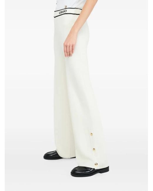 Liu Jo White Jacquard-Hose Mit Seitlichen Knöpfen