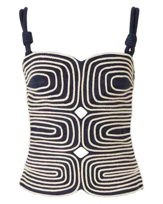 ANDRES OTALORA White Marea Contrasting-Trims Cord-Straps Top