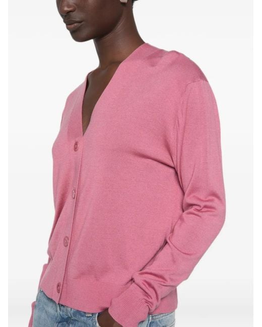 Weekend by Maxmara Pink V-Neck Button-Up Cardigan