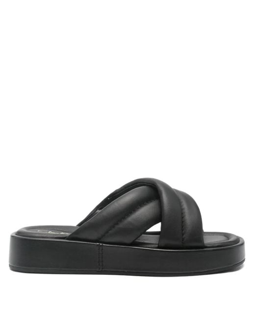 Clarks Black 35Mm Alda Quilted Cross-Strap Sandals