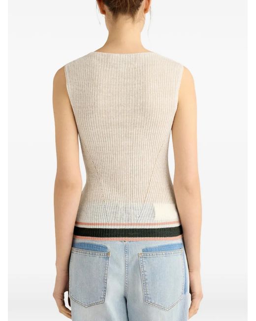 Momoní White Ella Ribbed V-Neck Top