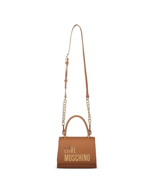 Love Moschino Brown Golden Logo Tote Bag