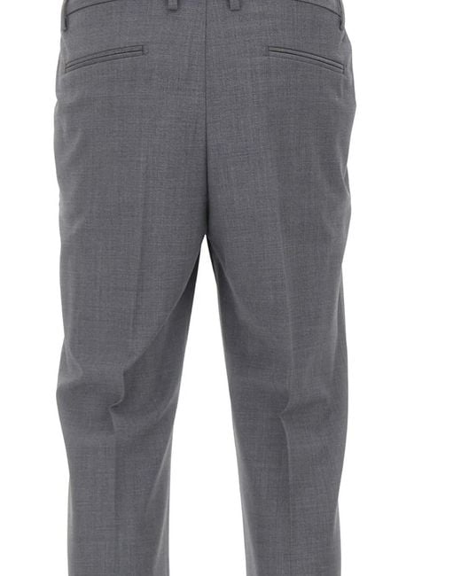 Devore Gray Cuffed-Hem Tailored Trousers for men