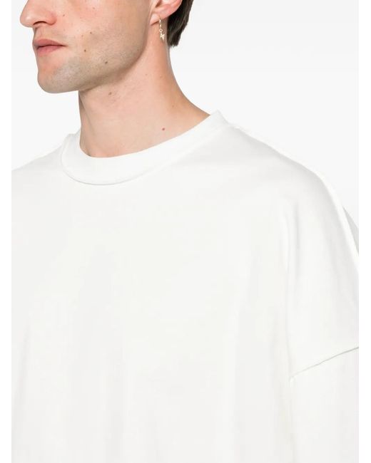Stay Human On Earth White Dropped-Shoulders T-Shirt for men