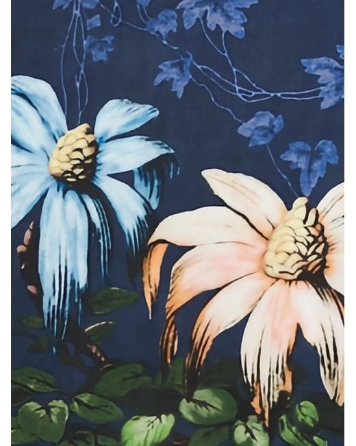 Orlebar Brown Blue Maitan Floral-Print Short-Sleeved Silk Shirt for men