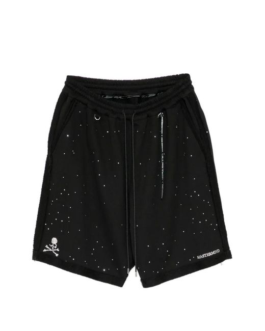 MASTERMIND WORLD Black Crystal-Embellished Shorts for men