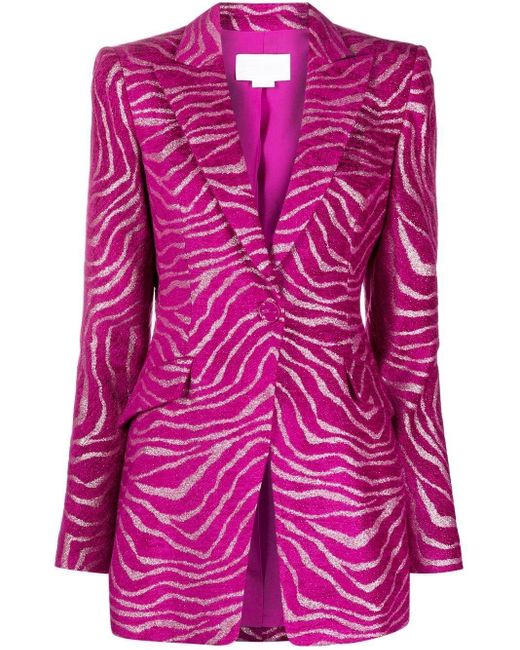 Genny Metallicdetailing Zebraprint Blazer in Pink Lyst