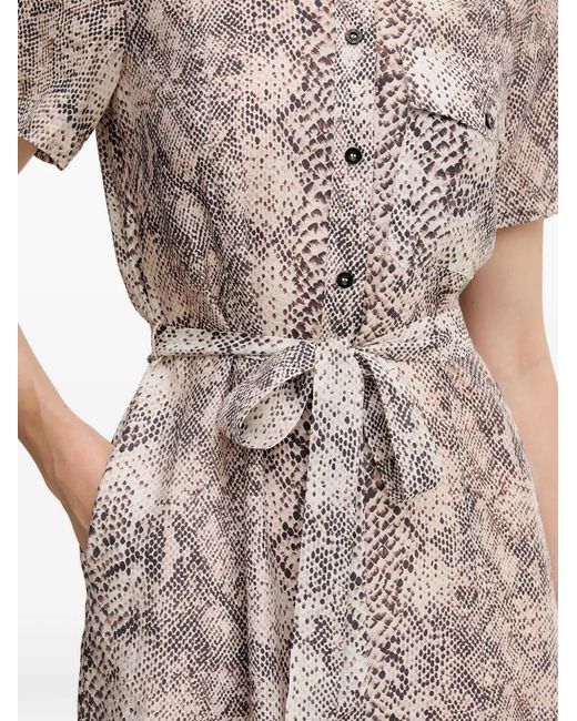 MARC AUREL Natural Buttoned Belted Mini Dress