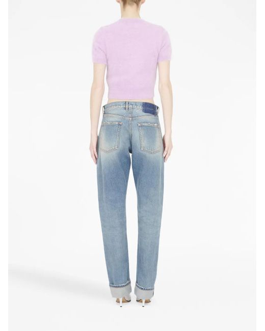 Maison Margiela Purple Cropped Cotton T-Shirt