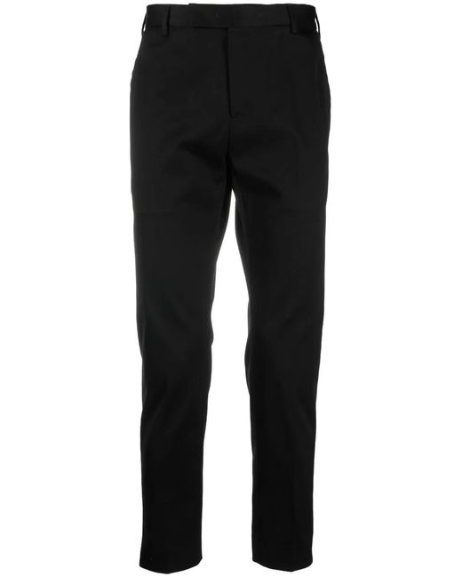 PT Torino Black Straight-Leg Cropped Trousers for men
