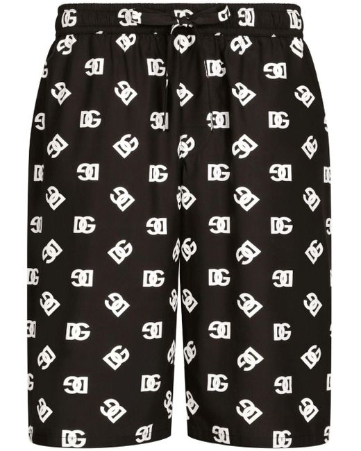 Dolce & Gabbana Black Allover Logo Shorts for men