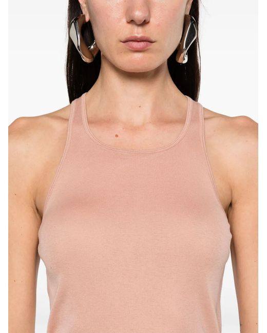 Rick Owens Pink Raw-Cut Longline Tank Top