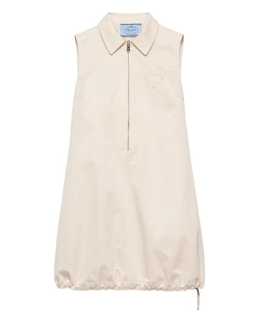Robe Courte Zippée À Lien De Resserrage Prada en coloris Natural