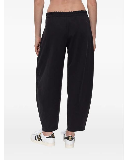 Adidas Black Logo-Embroidered Wide-Leg Track Pants