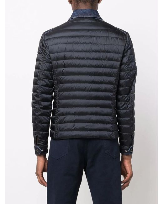 Moorer Blue Denim-Detail Padded Jacket for men