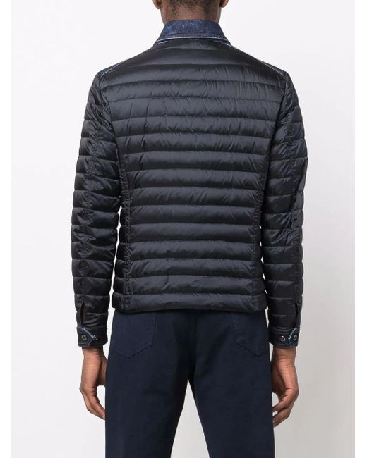 Moorer Blue Denim-Detail Padded Jacket for men