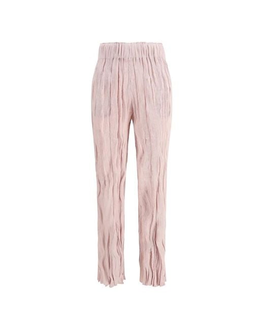 GONGDID DESIGN Pink Pleated High-Waisted Trousers
