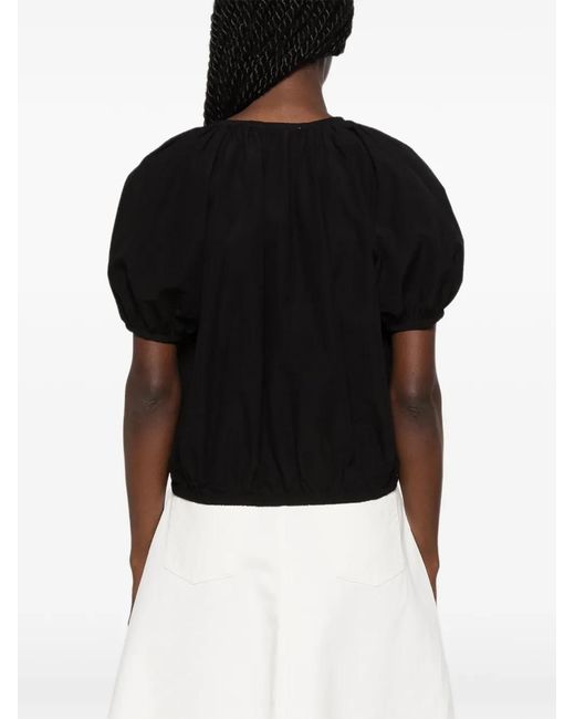 PT Torino Black Teresa Puff-Sleeve Blouse