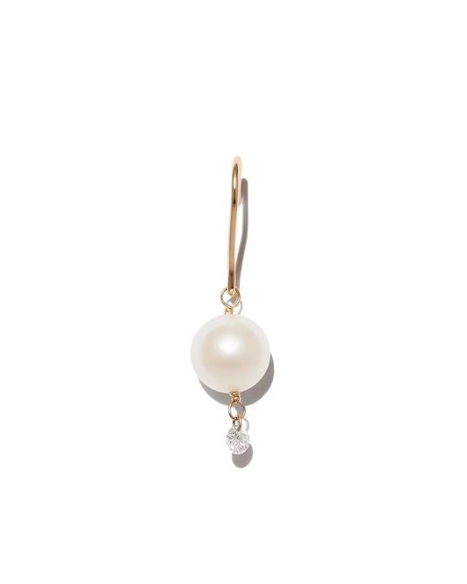 PERSÉE White 18Kt Rain Song Pearl And Diamond Drop Earring
