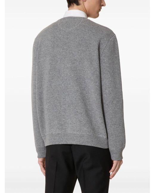 Valentino Garavani Gray Crew-Neck Virgin-Wool Jumper for men