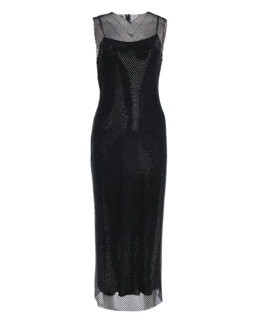 Alberta Ferretti Midi-Jurk Met Mesh Vlakken in het Black
