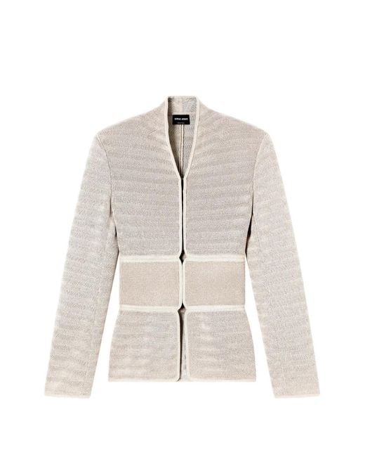 Giorgio Armani White V-Neck Panelled Jacket