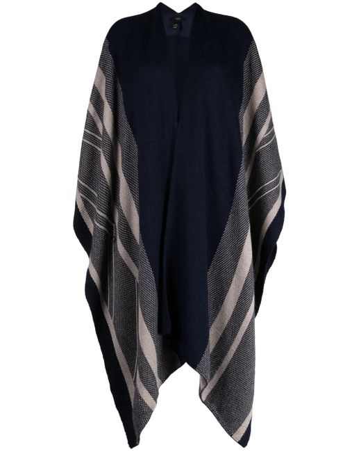 Voz Blue Offener Poncho Aus Alpakawolle