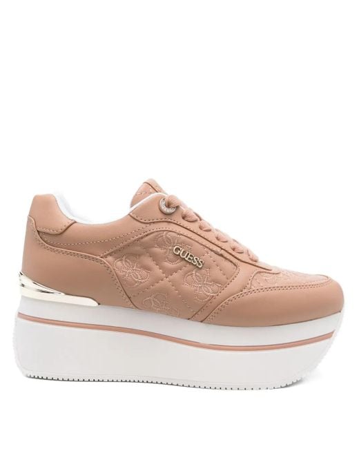Guess Pink Logo-Plaque Platform Sneakers