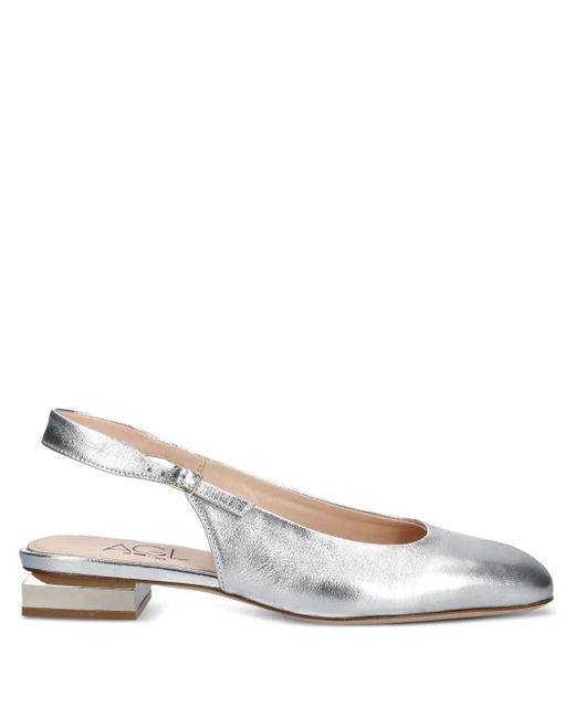 Agl Attilio Giusti Leombruni White Angie Metallic Slingback Pumps