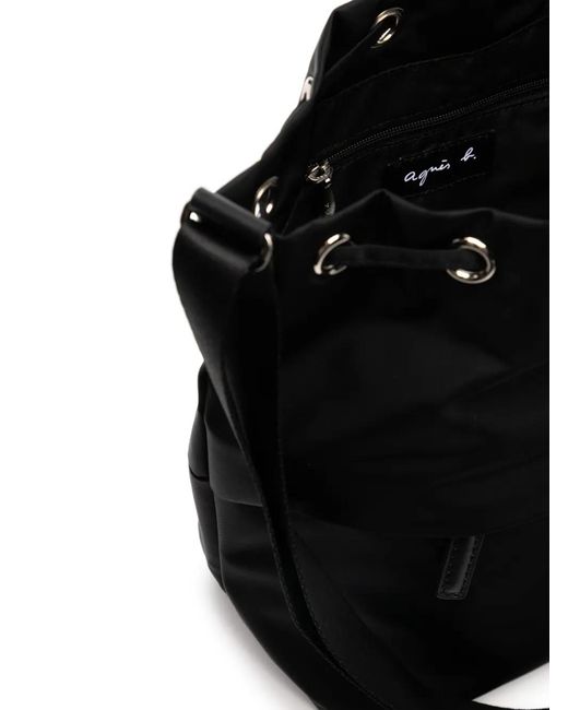 Agnes B. Black Drawstring Crossbody Bag