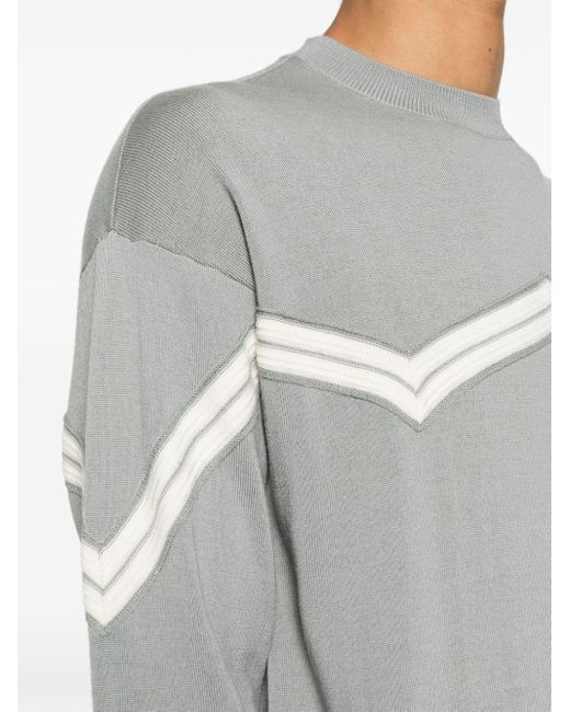 Emporio Armani Gray Stripe-detail Wool Jumper for men