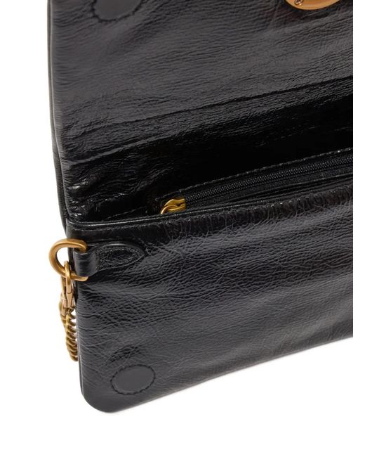 Pinko Black Love Bag Click Soft Horizontal Mini Crossbody Clutch