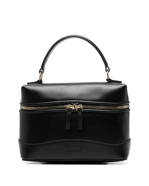 Sandro Black Tangolino Leather Zip-Front Mini Tote Bag