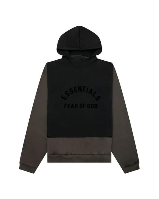 Fear Of God Black Hooded Colour-Block Shirt for men