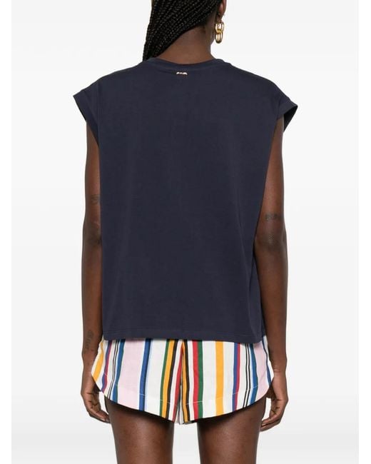 Twinset Blue Pleated Asymmetric T-Shirt