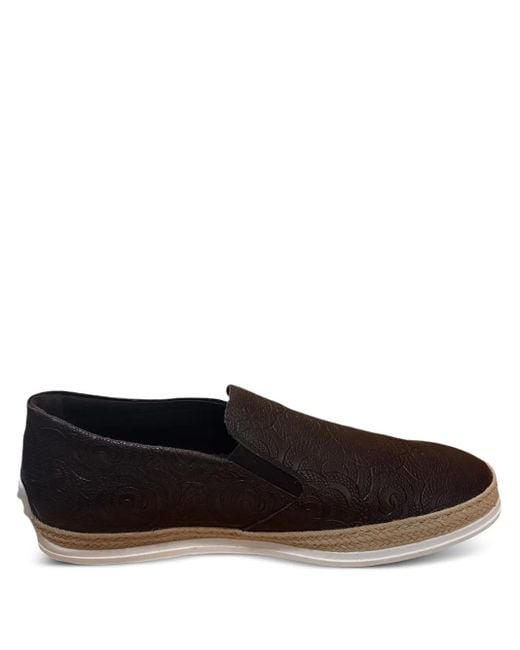 Tod's Black Embossed-Leather Loafers for men