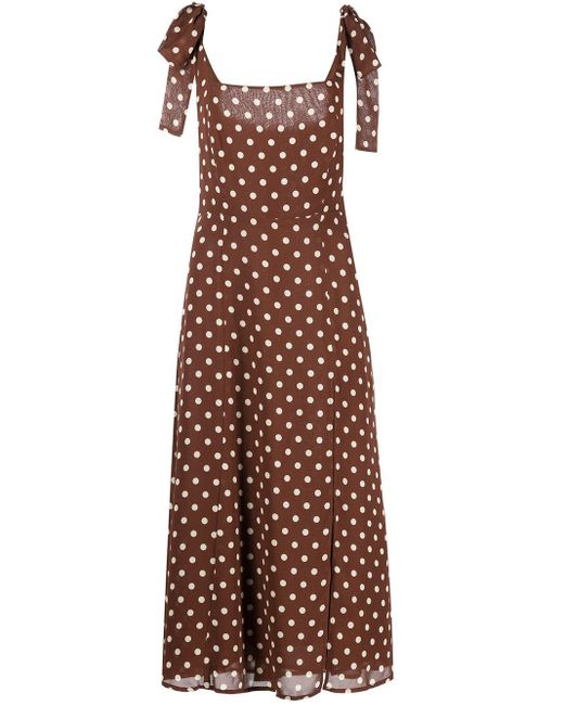 Reformation Twilight Polka Dotprint Midi Dress in Brown Lyst UK