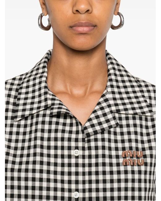 Camicia A Quadretti di Miu Miu in Gray
