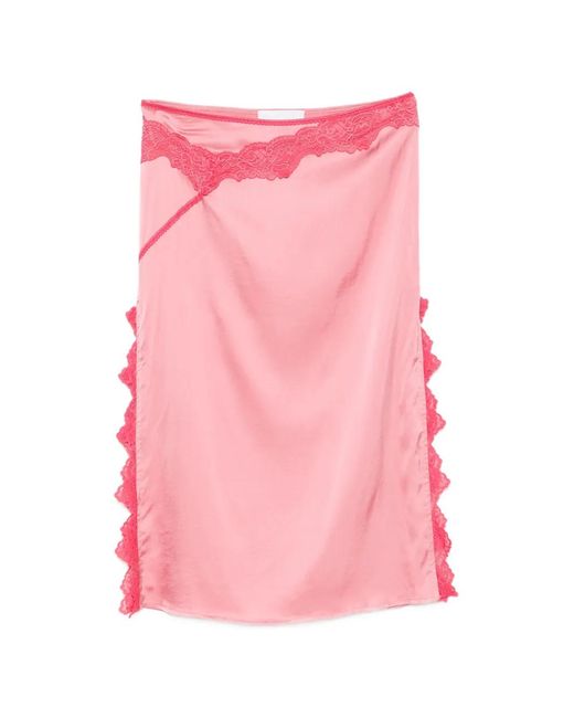 Vaillant Studio Pink Lace-Trimmed Midi Skirt