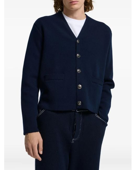 Barrie Blue V-Neck Button Cardigan